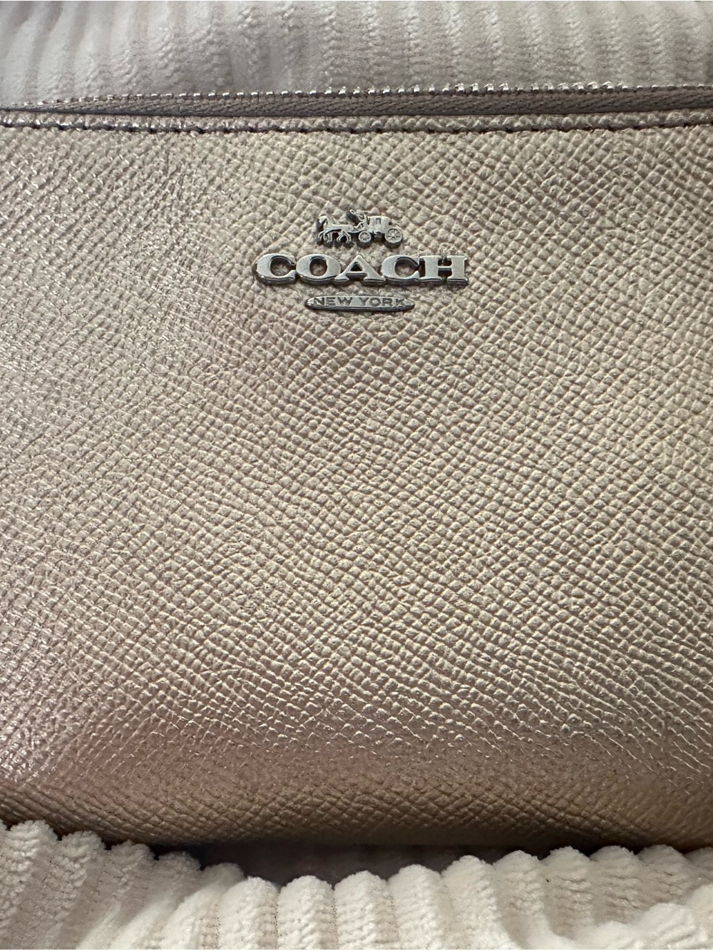 COACH Metallic Light Gold Textured Leather Wallet